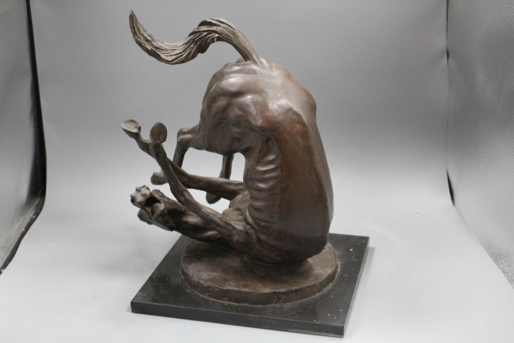 § Enzo Plazzotta (Italian, 1921-1981), bronze, Grand National, modelled as a tumbling horse, number 1 of 9, 37.5cm